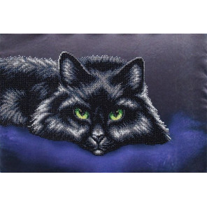  Черный кот Ткань с рисунком для вышивки бисером Магия канвы КС-014