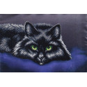 Черный кот Ткань с рисунком для вышивки бисером Магия канвы