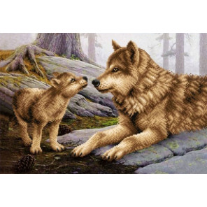  Волчица с волченком Ткань с рисунком для вышивки бисером Магия канвы КС-034