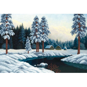  Зимняя река Ткань с рисунком для вышивки бисером Магия канвы КС-036