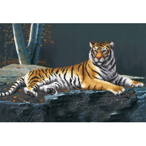  Ночной тигр Ткань с рисунком для вышивки бисером Магия канвы КС-048
