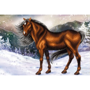  Конь на снегу Ткань с рисунком для вышивки бисером Магия канвы КС-061