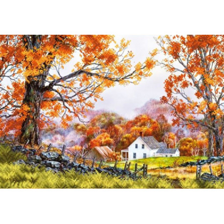  Деревенская осень Ткань с рисунком для вышивки бисером Магия канвы КС-083