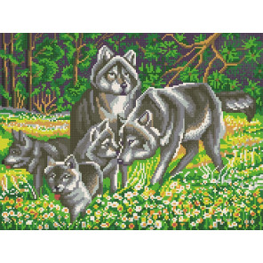  Волчья семья Канва с рисунком для вышивки Конек 7819