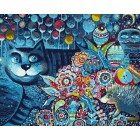 Индиго кот Раскраска ( картина ) по номерам акриловыми красками на холсте Белоснежка
