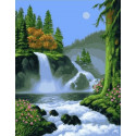 Горный водопад Раскраска картина по номерам на холсте Paintboy