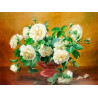  Белые розы Ткань для вышивания лентами Каролинка КЛ-3077