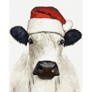  Новогодняя корова Раскраска картина по номерам на холсте ZX 24054