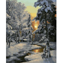  Закат в зимнем лесу Раскраска картина по номерам на холсте ZX 23957