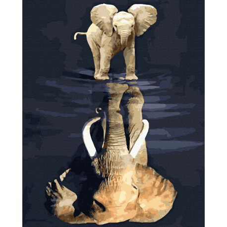  Слон в воде Раскраска картина по номерам на холсте ZX 24233