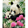  Панды в цветах Раскраска картина по номерам на холсте ZX 20538