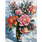 Натюрморт с розами Раскраска ( картина ) по номерам акриловыми красками на холсте Белоснежка