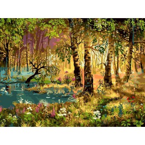 Утро в лесу Раскраска ( картина ) по номерам акриловыми красками на холсте Белоснежка
