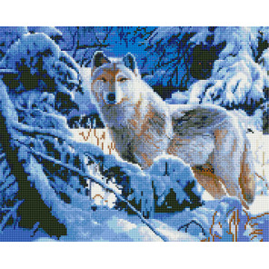  Волк в зимнем лесу Алмазная вышивка мозаика без подрамника GJW1835
