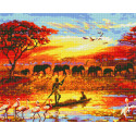 Африканский пейзаж Алмазная вышивка мозаика без подрамника