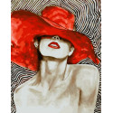  Дама в красной шляпе Алмазная вышивка мозаика без подрамника GJW2198