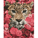 Леопард в цветах Алмазная вышивка мозаика без подрамника GJW4485
