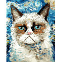 Грустный кот Раскраска картина по номерам на холсте