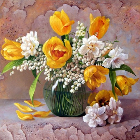 Желтые тюльпаны Алмазная частичная вышивка (мозаика) Color Kit