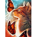 Кошка с бабочками Алмазная частичная вышивка (мозаика) Color Kit