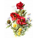 Маки и луговые цветы Канва для вышивки лентами Каролинка