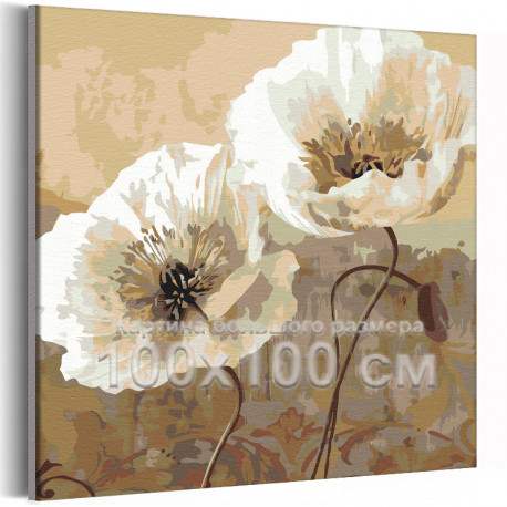  Маки на поле Цветы Природа 100х100 Раскраска картина по номерам на холсте AAAA-RS610-100x100
