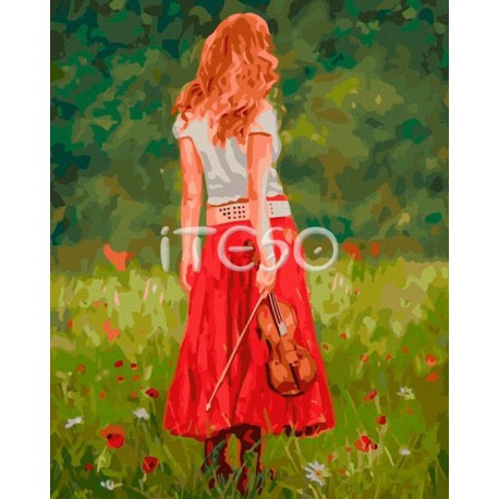 Девушка со скрипкой Раскраска ( картина ) по номерам акриловыми красками на холсте Iteso