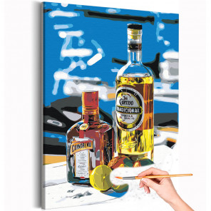  Натюрморт с напитками и лимоном Алкоголь Вино Раскраска картина по номерам на холсте AAAA-RS549
