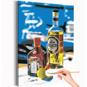 Натюрморт с напитками и лимоном Алкоголь Вино Раскраска картина по номерам на холсте