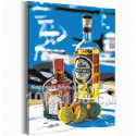 Натюрморт с напитками и лимоном Алкоголь Вино 100х150см Раскраска картина по номерам на холсте