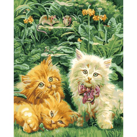 Дружные котята Раскраска ( картина ) по номерам акриловыми красками на холсте Iteso