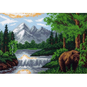  Пейзаж с медведем Ткань с рисунком для вышивания Матренин Посад 0410