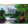  Пейзаж с медведем Ткань с рисунком для вышивания Матренин Посад 0410
