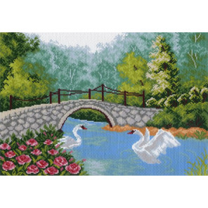  Лебеди у моста Ткань с рисунком для вышивания Матренин Посад 0595
