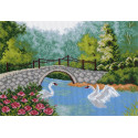 Лебеди у моста Ткань с рисунком для вышивания Матренин Посад