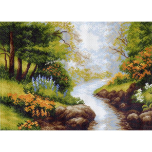  Ручей в лесу Ткань с рисунком для вышивания Матренин Посад 0620