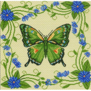 Зеленая бабочка Ткань с рисунком для вышивания Матренин Посад 0895