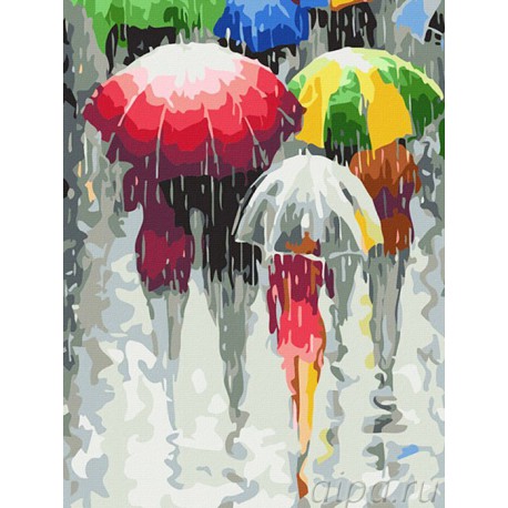 Зонтики Раскраска по номерам акриловыми красками на холсте Color Kit
