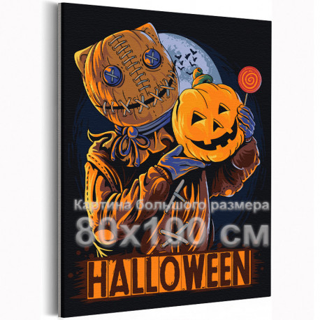 Костюм кота Хэллоуин Happy Halloween Праздник 80х100 Раскраска картина по номерам на холсте