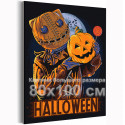 Костюм кота Хэллоуин Happy Halloween Праздник 80х100 Раскраска картина по номерам на холсте с неоновыми красками