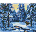 Лось в зимнем лесу Алмазная вышивка мозаика без подрамника