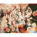 Тигр и девушка Алмазная вышивка мозаика без подрамника