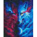 Красно-синий волк Алмазная вышивка мозаика без подрамника