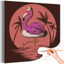 Розовый фламинго в шляпе / Птицы Раскраска картина по номерам на холсте