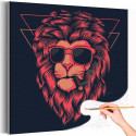 Красный лев в очках / Животные Раскраска картина по номерам на холсте