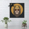 Король лев в золотых очках / Животные 80х80 Раскраска картина по номерам на холсте