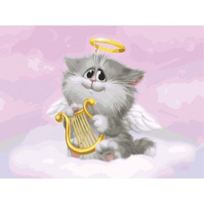 Котёнок-ангелочек Раскраска ( картина ) по номерам акриловыми красками на холсте Белоснежка