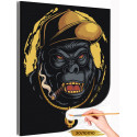 Обезьяна в кепке с золотой цепью / Животные Раскраска картина по номерам на холсте с металлической краской AAAA-C0106
