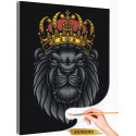 Темный лев в золотой короне / Животные Раскраска картина по номерам на холсте с металлической краской