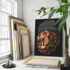  Рычащий лев в шапке / Животные 80х100 см Раскраска картина по номерам на холсте AAAA-C0130-80x100